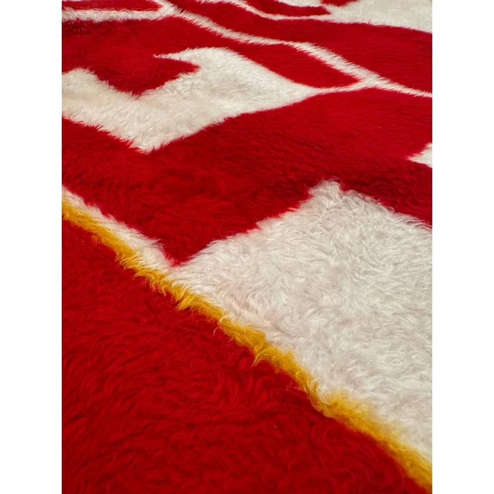 Vintage San Marcos Kansas City Chiefs Plush Throw Blanket Red White Gold Mexico